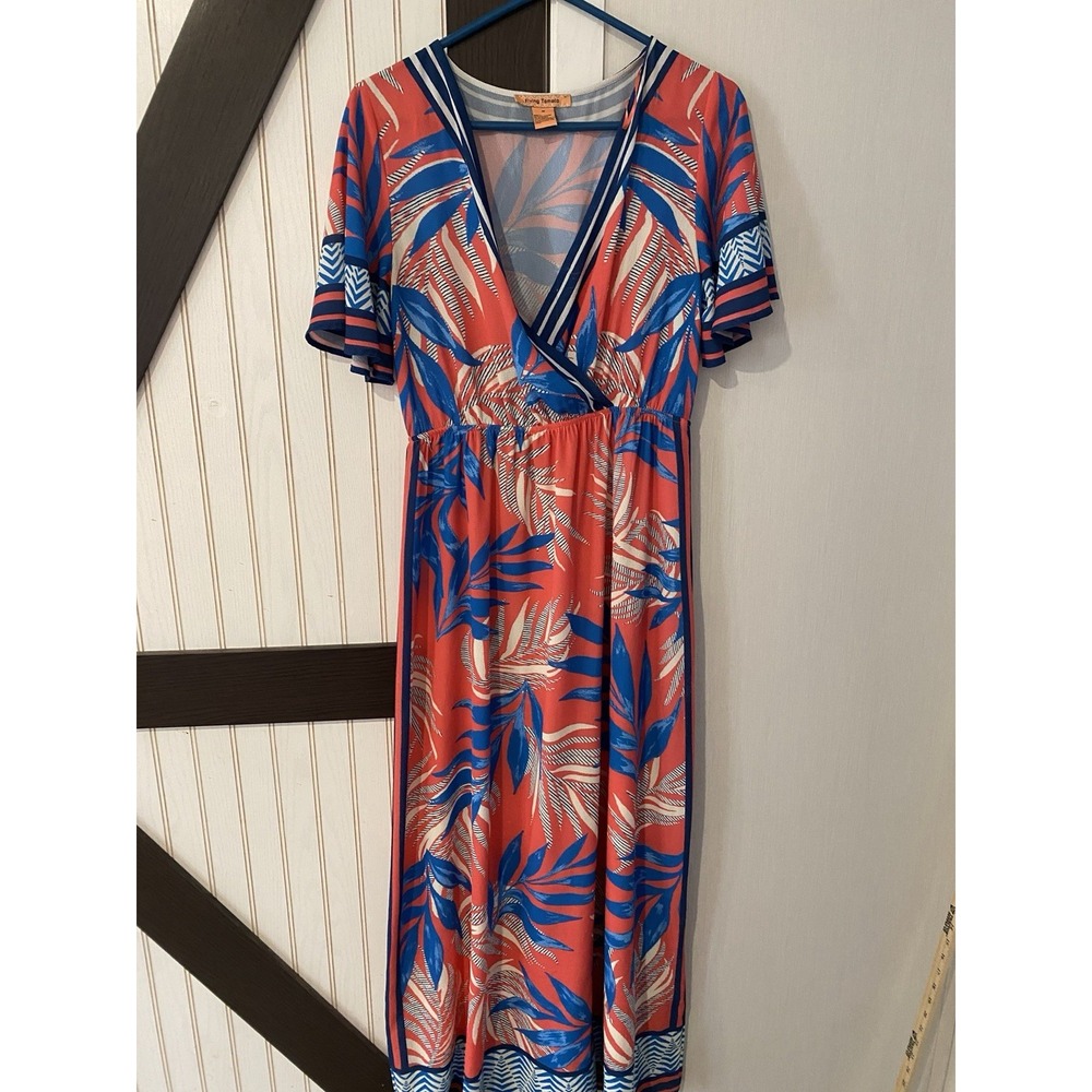Anthropologie Flying Tomato Floral Maxi Dress Romantic Flounce Sleeve Boho Med